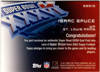 Isaac Bruce 2002 Topps Super Bowl Post Relic Card #SBT10