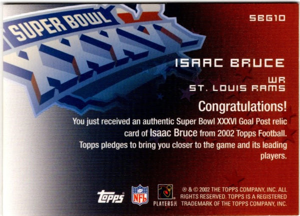 Isaac Bruce 2002 Topps Super Bowl Post Relic Card #SBT10