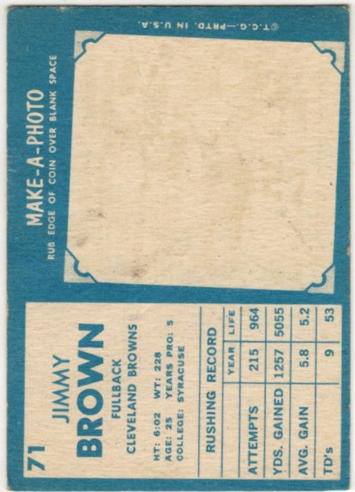 Jimmy Brown 1961 Topps Card #71