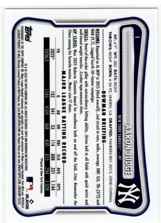 Aaron Judge 2026 Bowman Card #1
