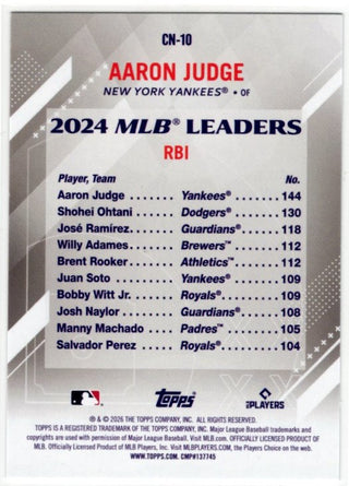 Aaron Judge 2026 Topps Series 2 Crooked Numbers Card #CN-10