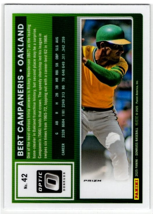 Bert Campaneris 2025 Panini Donruss Optic Disco Prizm Black Boarder Card #42