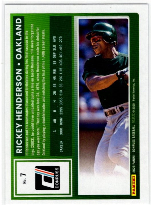 Ricky Henderson 2025 Panini Donruss Blue & Red Card #7