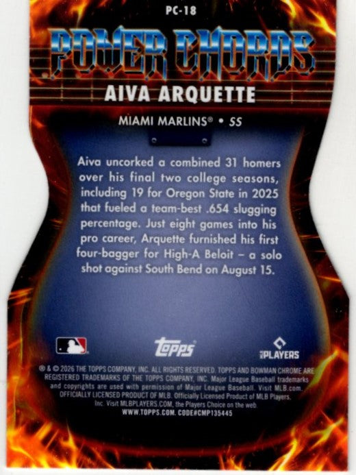 Aiva Arquette 2026 Bowman Chrome Power Chords Refractor Die-Cut Card #PC-18