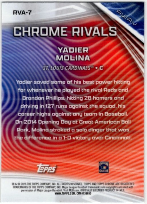 Yadier Molina 2026 Topps Chrome Rivals Card #RVA-7