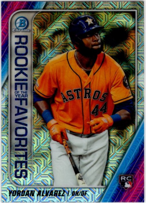 Yordan Alvarez 2020 Bowman Chrome Rookie of the Year Favorites Mojo Refractor RC Card #ROYF-YA