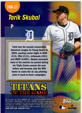 Tarik Skubal 2026 Topps Series 2 Refractor Titans of the Game Card # TOG-27