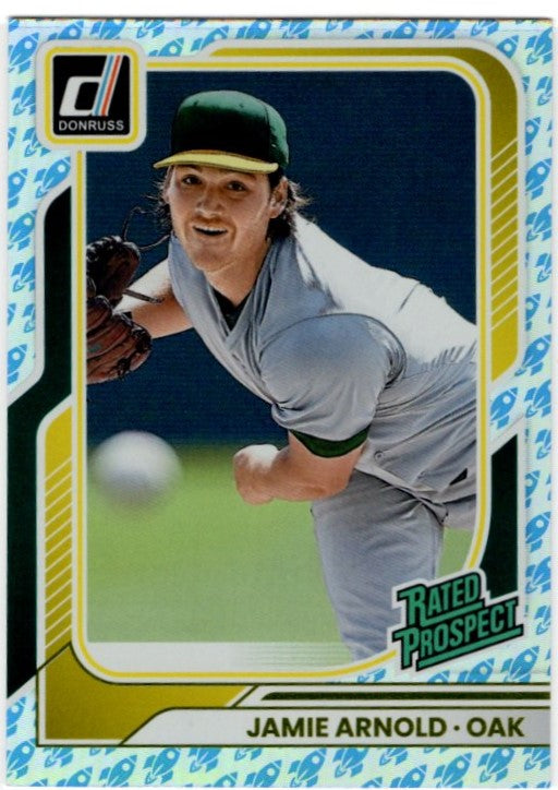 Jamie Arnold 2026 Panini Donruss Rated Prospect Rocket Foil Card #140