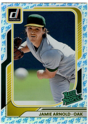 Jamie Arnold 2026 Panini Donruss Rated Prospect Rocket Foil Card #140
