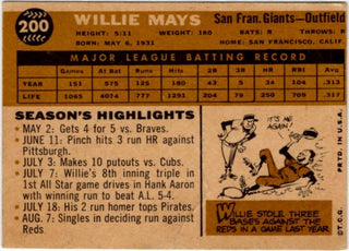 Willie Mays 1960 Topps Card #200