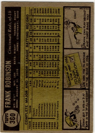 Frank Robinson 1961 Topps Baseball Card #360