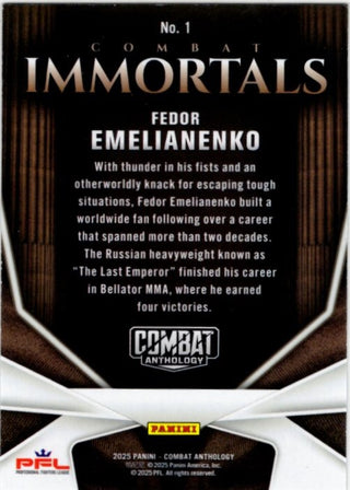 Fedor Emelianenko 2025 Panini Combat Anthology Combat Immortals Blue Firework Card #1 069/125