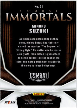 Minoru Suzuki 2025 Panini Combat Anthology Combat Immortals Blue Firework Card #21 013/125