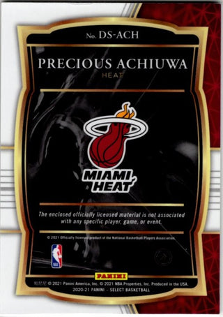 Precious Achiuwa 2020-21 Panini Select Basketball Draft Pick Patch Jersey Card #DS-ACH