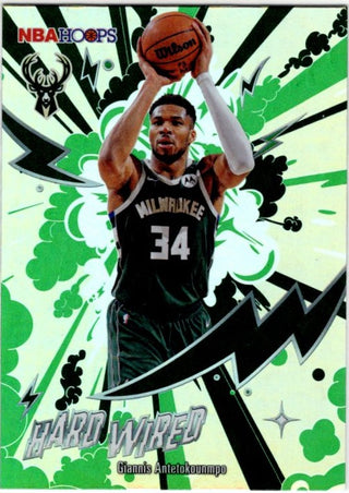Giannis Antetokounmpo 2025 Topps NBA Hoops Hard Wired Rainbow Foil Card #HW-8