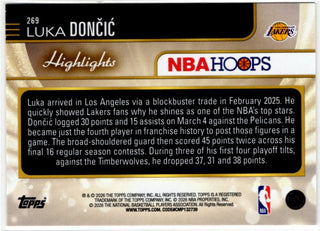 Luka Doncic 2025-26 Topps NBA Hoops Highlights Holo Foil Card #269