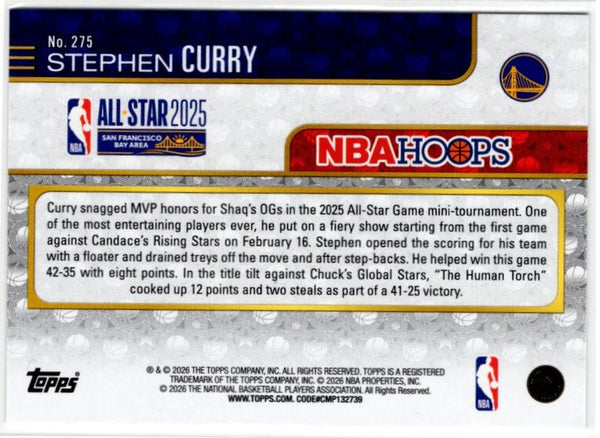 Stephen Curry 2025-26 Topps NBA Hoops All Star 2025 Holo Foil Card #275