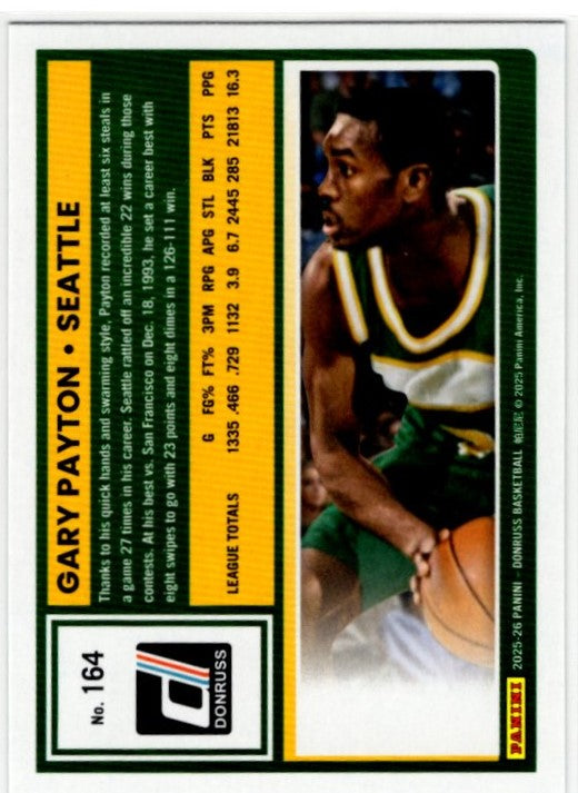 Gary Payton 2025-26 Panini Donruss Green Laser Foil Card #164