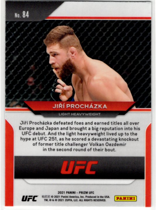 Jiri Prochazka 2021 Panini Prizm UFC RC Card #84