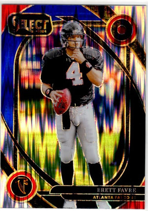 Brett Favre 2024 Panini Select Prizm Club Level Blue & Black Shock Prizm Card