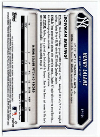 Henry Lalane 2026 Bowman Prospect Card #BP-104