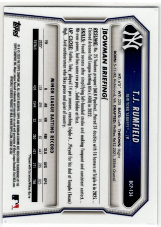 T.J. Rumfield 2026 Bowman Chrome 1st Bowman Prospect Card #BCP-134