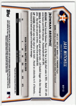 Jase Mictchell 2026 Bowman Chrome 1st Bowman Card #BCP-12