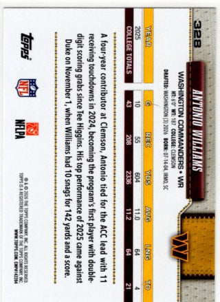Antonio Williams 2026 Topps Flagship RC Card #328