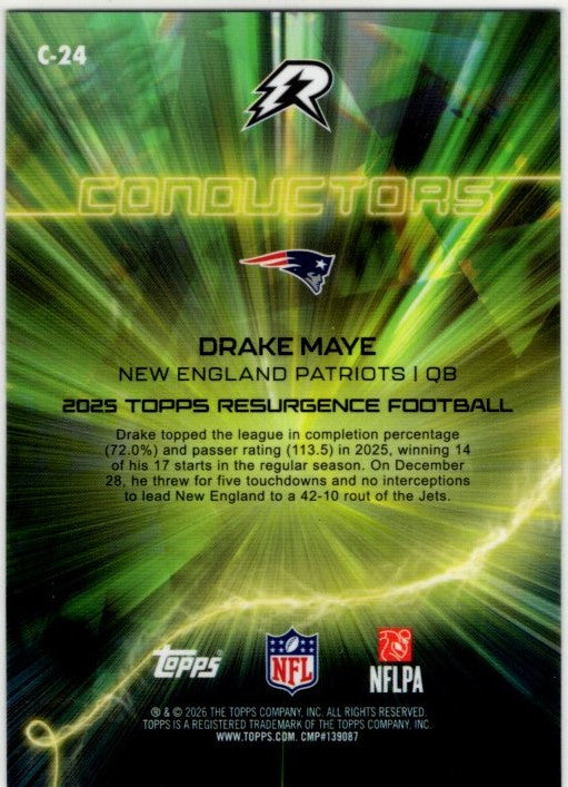 Drake Maye 2025 Topps Resurgence Conductors Card #C-24