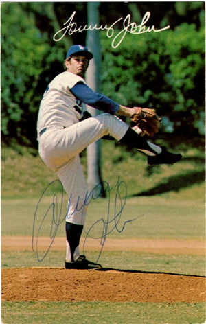 Tommy John Photo Autograph Card Signed with Blue ballpoint Pen