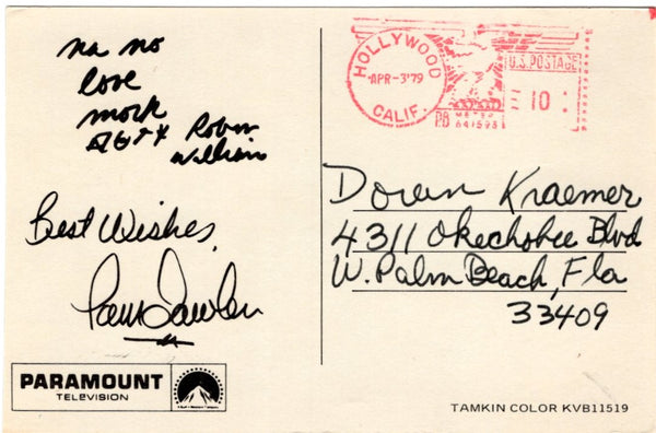 Circa 1978 Mork & Mindy Postcard