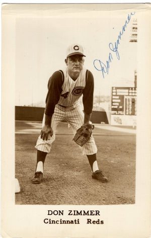 Don Zimmer Signed with Blue Pen Autograph Postcard