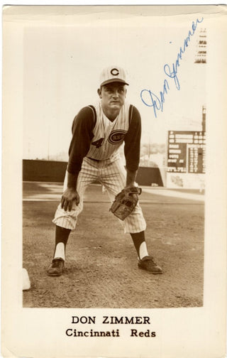 Don Zimmer Signed with Blue Pen Autograph Postcard