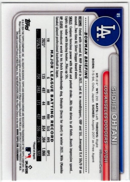 Shohei Ohtani 2024 Bowman Chrome Card #33