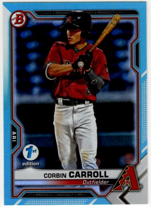Corbin Carroll 2021 Bowman 1st Edition Sky Blue Foil Card #BFE-142