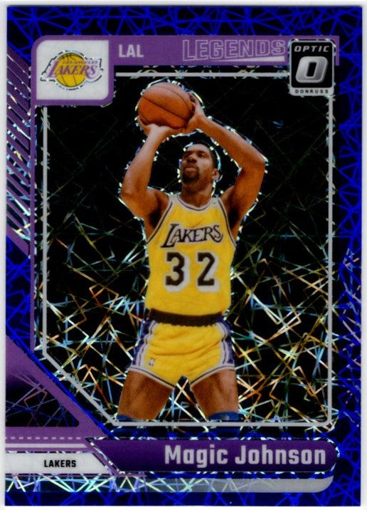 Magic Johnson 2024-25 Panini Donruss Optic Legends Blue Velocity Prizm Card #239