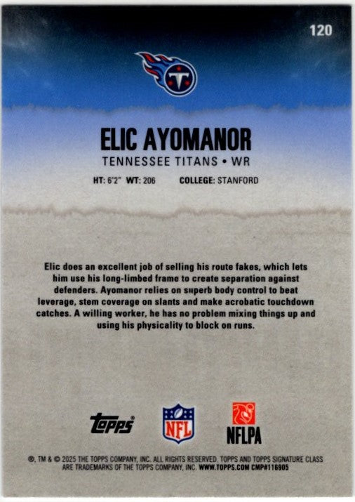 Elic Ayomanor 2025 Topps Signature Class Silver RC Card #120