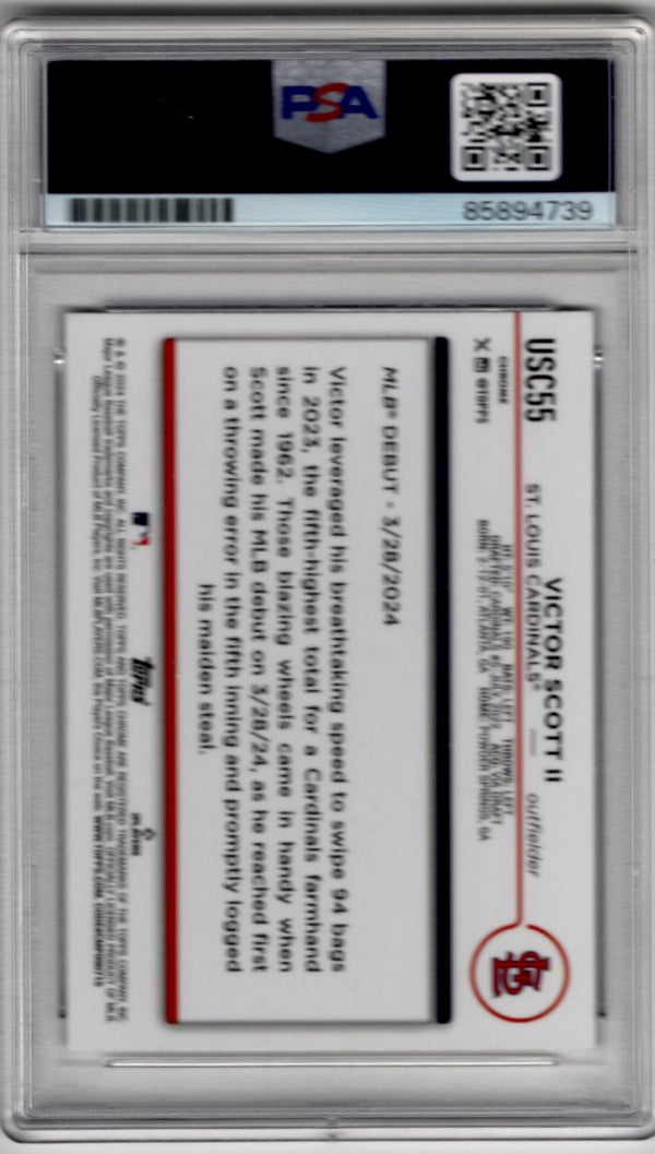 Victor Scott II 2024 Topps Chrome Autographed Card #USC55 PSA/DNA Certified