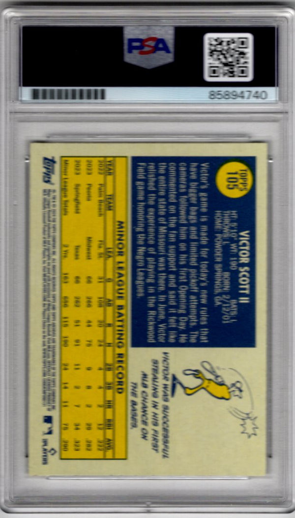 Victor Scott II 2024 Topps Autographed Card #105 PSA/DNA Certified