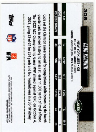 Cade Klubnik 2026 Topps Flagship RC Card #306