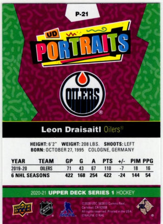 Leon Draisaitl 2020-21 Upper Deck Series 1 UD Portraits Card #P-21