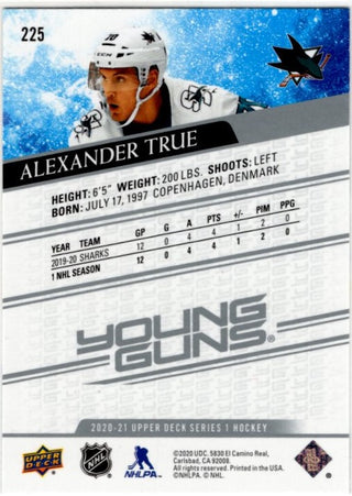 Alexander True 2020-21 Upper Deck Series 1 Young Guns Card #225