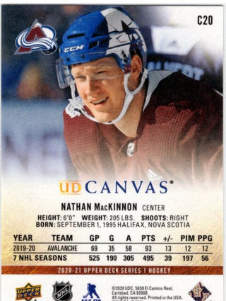 Nathan MacKinnon 2020-21 Upper Deck Series 1 UD Canvas Card #C20