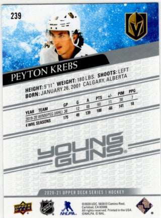 Peyton Krebs 2020-21 Upper Deck Series 1 Young Guns Card #239