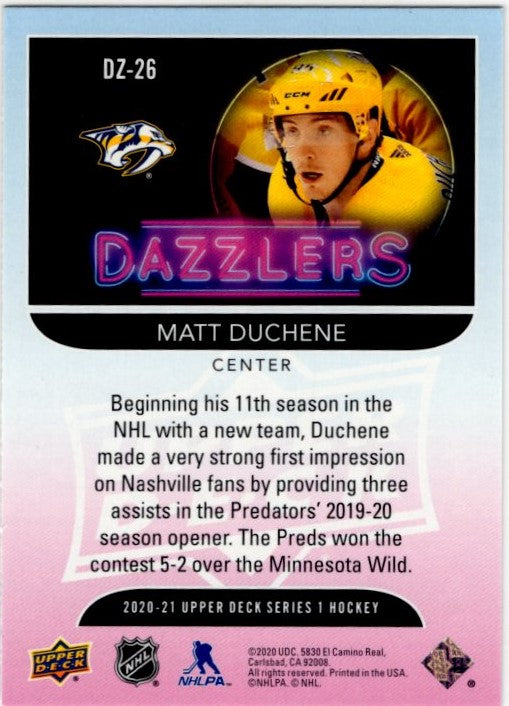 Matt Duchene 2020-21 Upper Deck Series 1 Dazzlers Orange Card #DZ-26