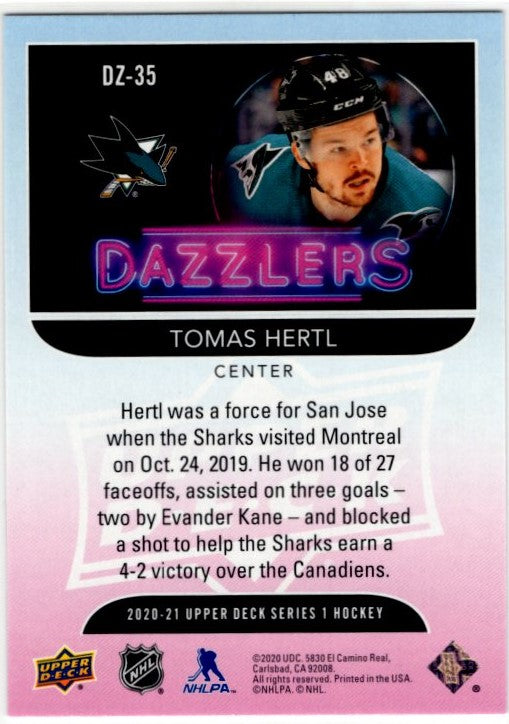 Thomas Hertl 2020-21 Upper Deck Series 1 Dazzlers Orange Card #DZ-35