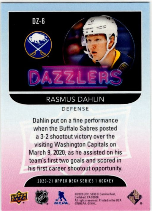 Rasmus Dahlin 2020-21 Upper Deck Series 1 Dazzlers Green Card #DZ-6