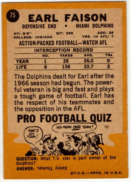 Earl Falson 1967 Topps Card #75