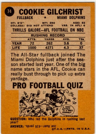 Cookie Gilchrist 1967 Topps Card #74