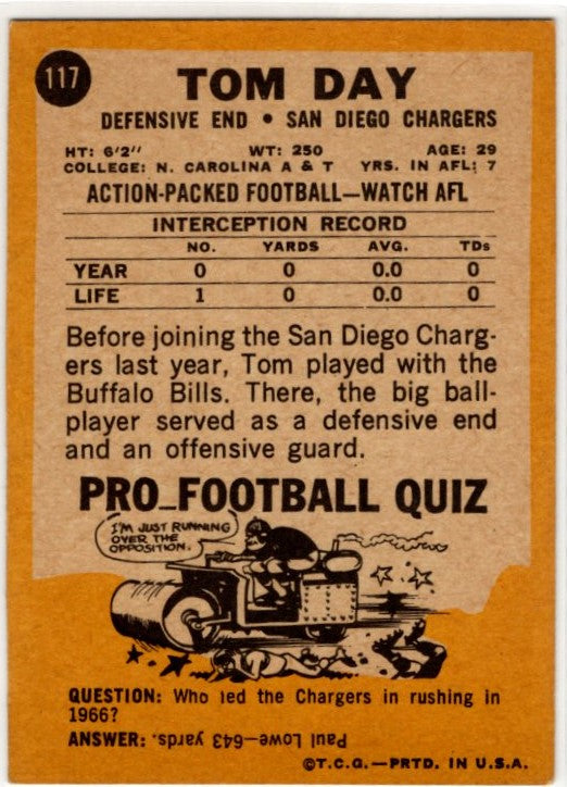 Tom Day 1967 Topps Card #117